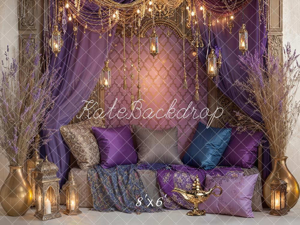 Kate Orientalisches Sofa Lila Gold Hintergrund Entworfen von Emetselch - Kate Backdrop.de