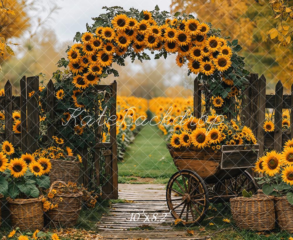 Kate Herbst Sonnenblumen Bogen Braun Hintergrund Entworfen von Emetselch