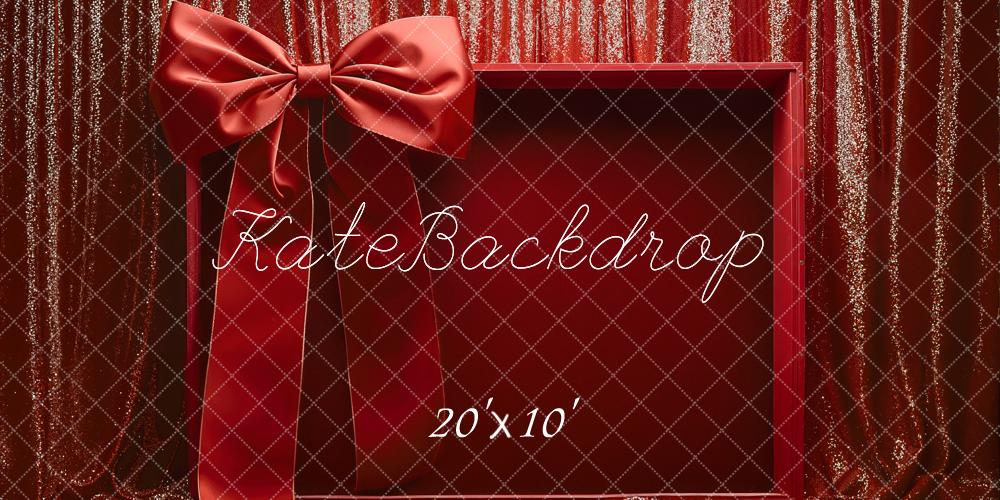 Kate Weihnachten Geschenkbox Schleife Glitzer Rot Hintergrund Entworfen von Emetselch