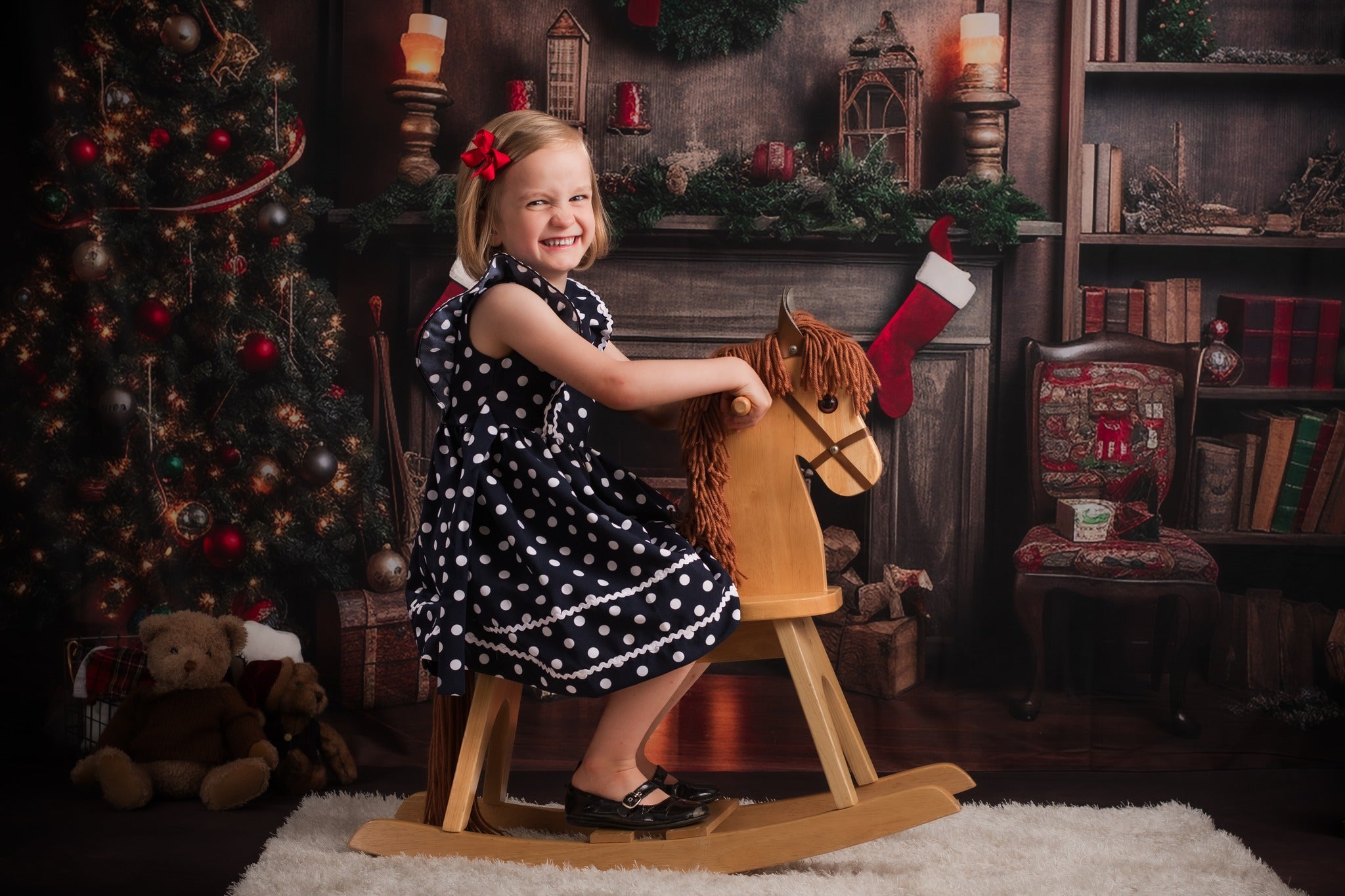 Kate Retro Weihnachten Kamin Santa Warm House Buch Hintergrund für Fotografie - Kate Backdrop.de