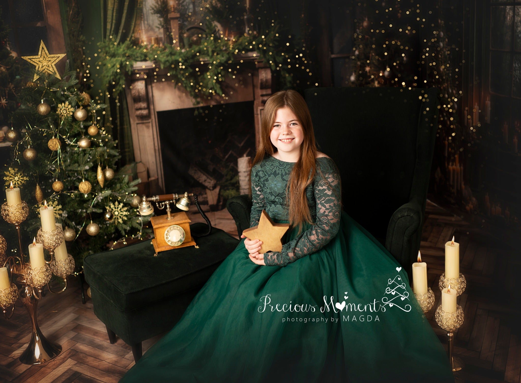 Kate Weihnachtskamin Fenster Grünes Zimmer Set (8ftx8ft&10ftx8ft&8ftx10ft) - Kate Backdrop.de