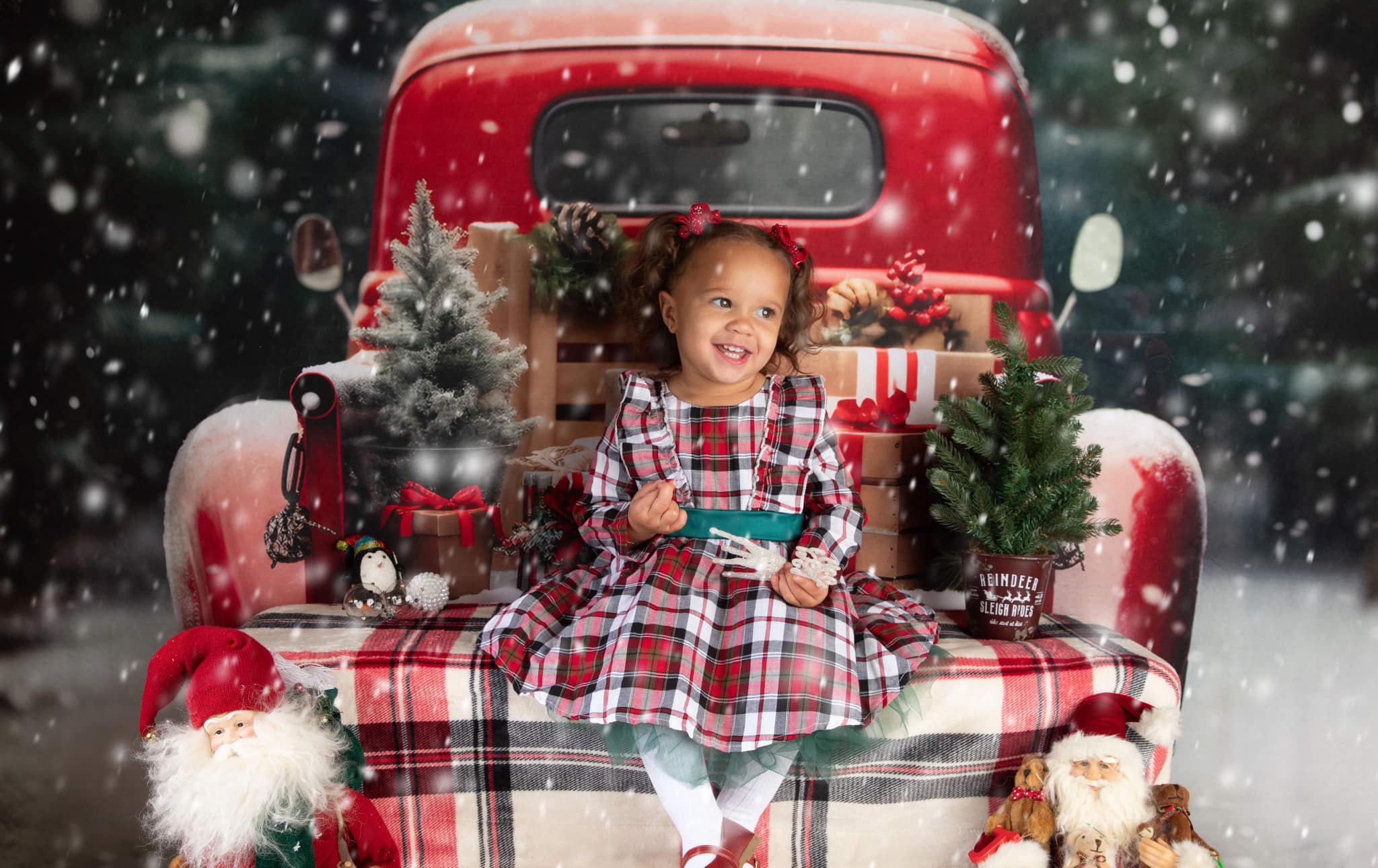 Kate Weihnachten im Freien Rotes Auto Geschenke Hintergrund für Fotografie - Kate Backdrop.de