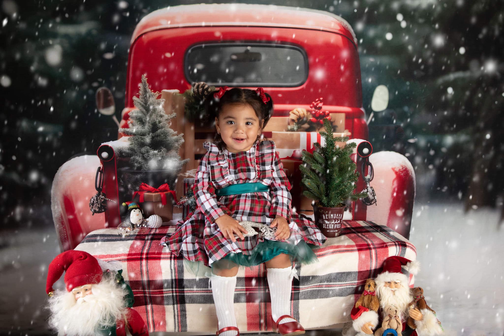 Kate Weihnachten im Freien Rotes Auto Geschenke Hintergrund für Fotografie - Kate Backdrop.de