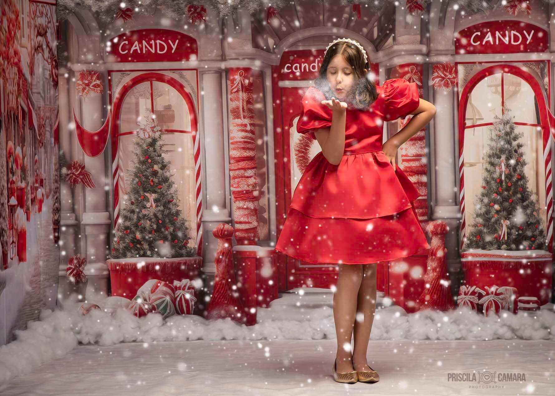 Kate Weihnachten Rot Süßigkeiten Shop Hintergrund von Chain Photography - Kate Backdrop.de