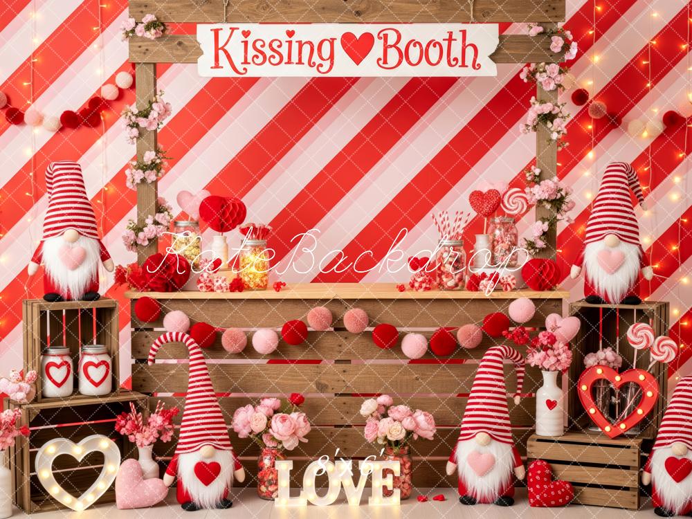Kate Valentinstag Kissing Booth Wichtel Rot Hintergrund Entworfen von Patty Roberts