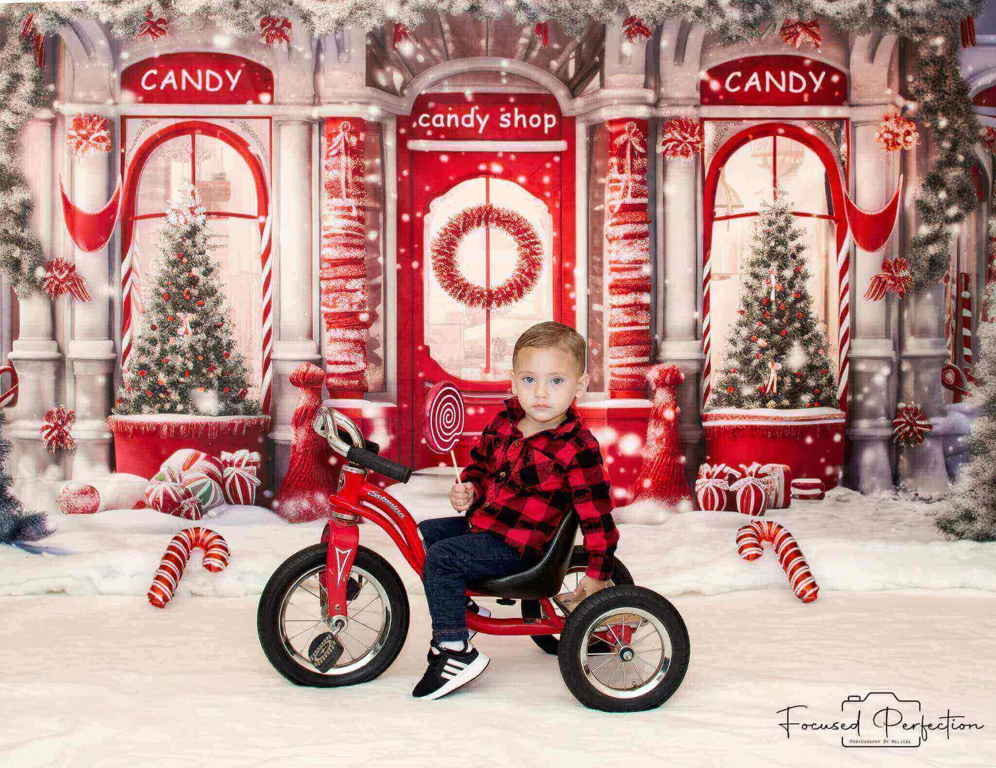 Kate Weihnachten Rot Süßigkeiten Shop Hintergrund von Chain Photography - Kate Backdrop.de