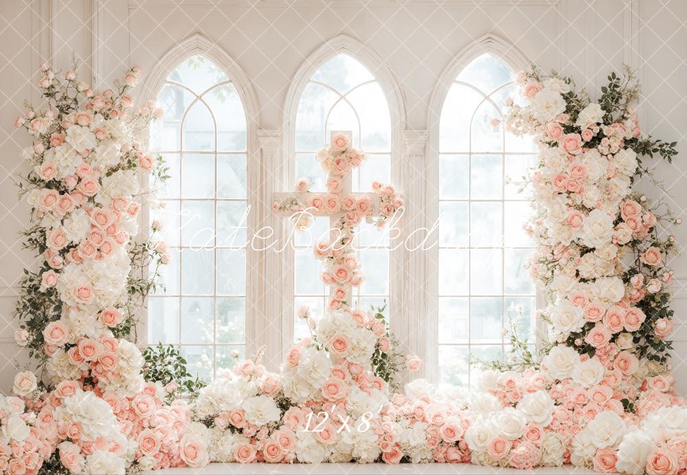 Kate Hochzeit Kirche Kreuz Blumen Romantisch Fleece Hintergrund Entworfen von Emetselch