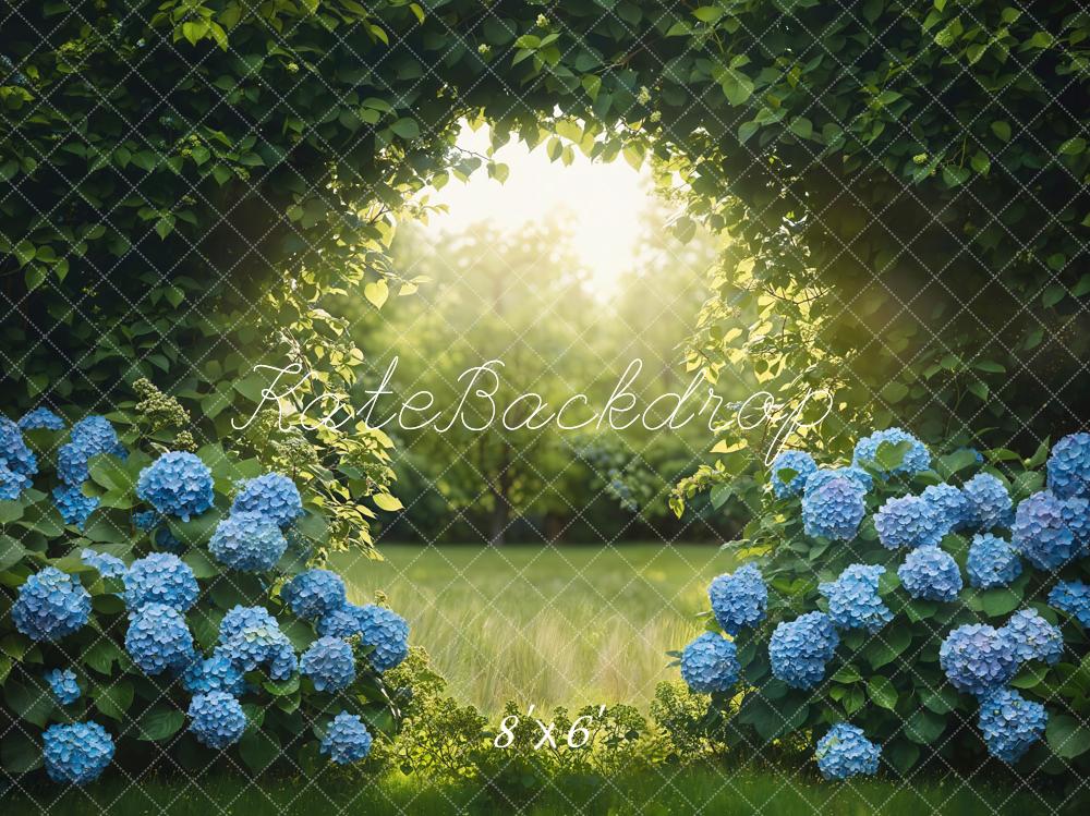 Kate Garten Blaue Hortensien Sonnenlicht Hintergrund Entworfen von Emetselch