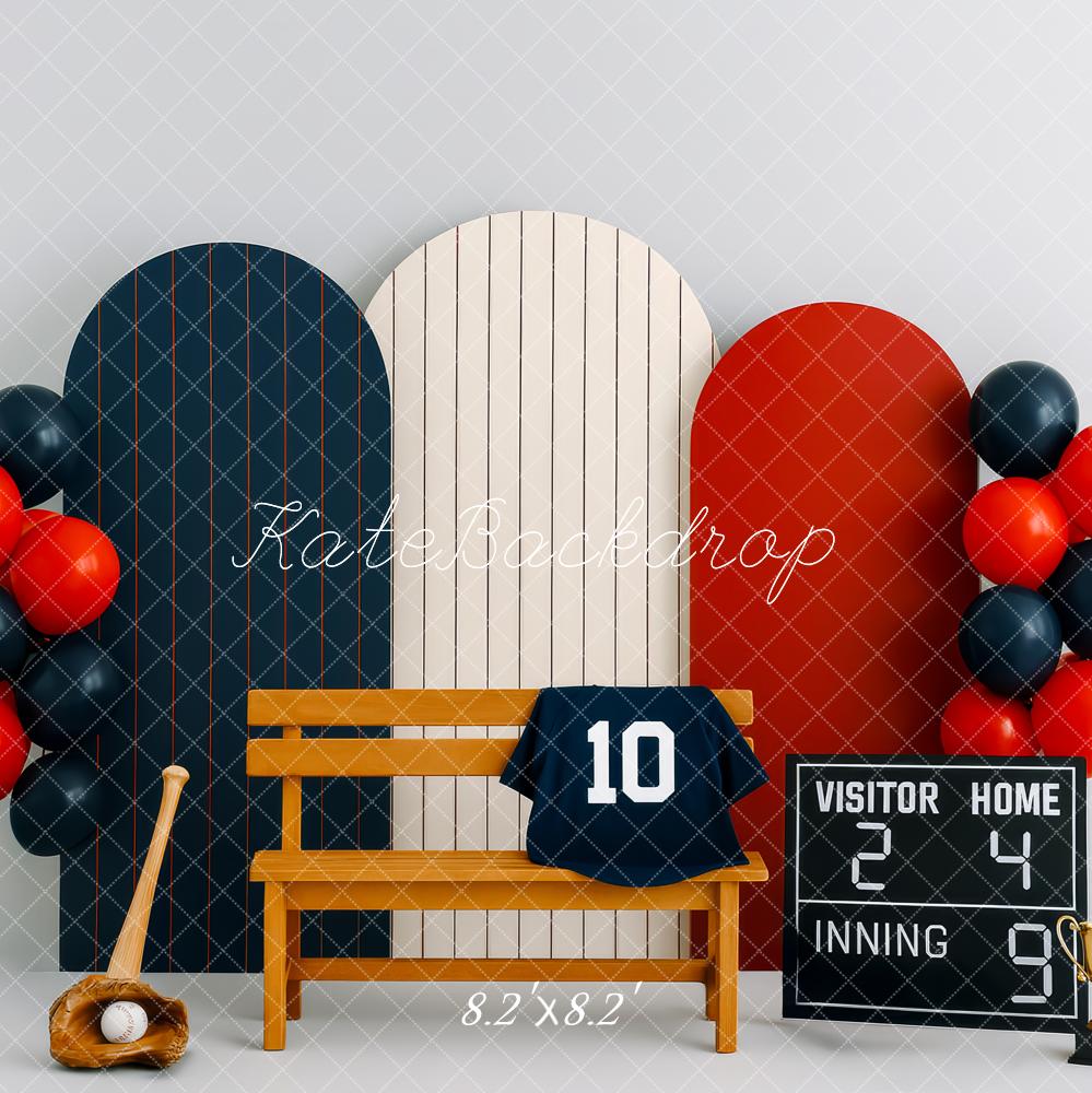 Kate Baseball Bank Scoreboard Ballons Hintergrund Entworfen von Patty Roberts - Kate Backdrop.de