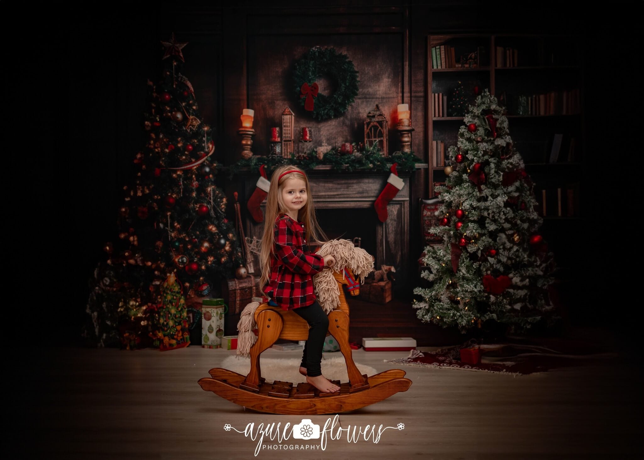 Kate Retro Weihnachten Kamin Santa Warm House Buch Hintergrund für Fotografie - Kate Backdrop.de