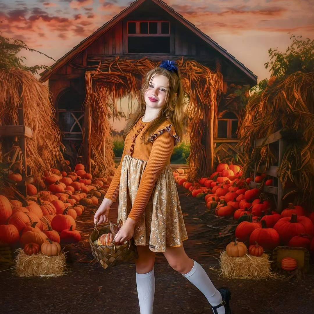 Kate Herbst/Fall Kürbis Bauernhof Hintergrund für Fotografie - Kate Backdrop.de