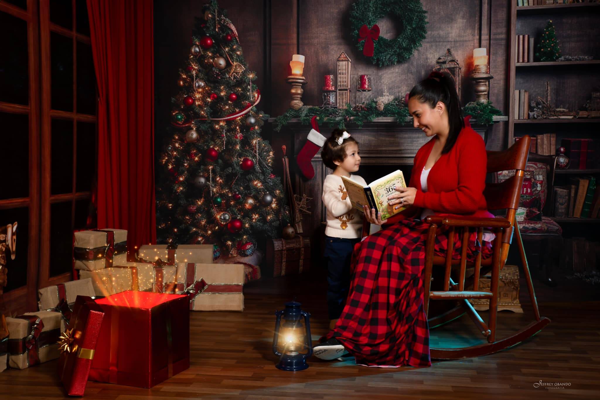 Kate Retro Weihnachten Kamin Santa Warm House Buch Hintergrund für Fotografie - Kate Backdrop.de