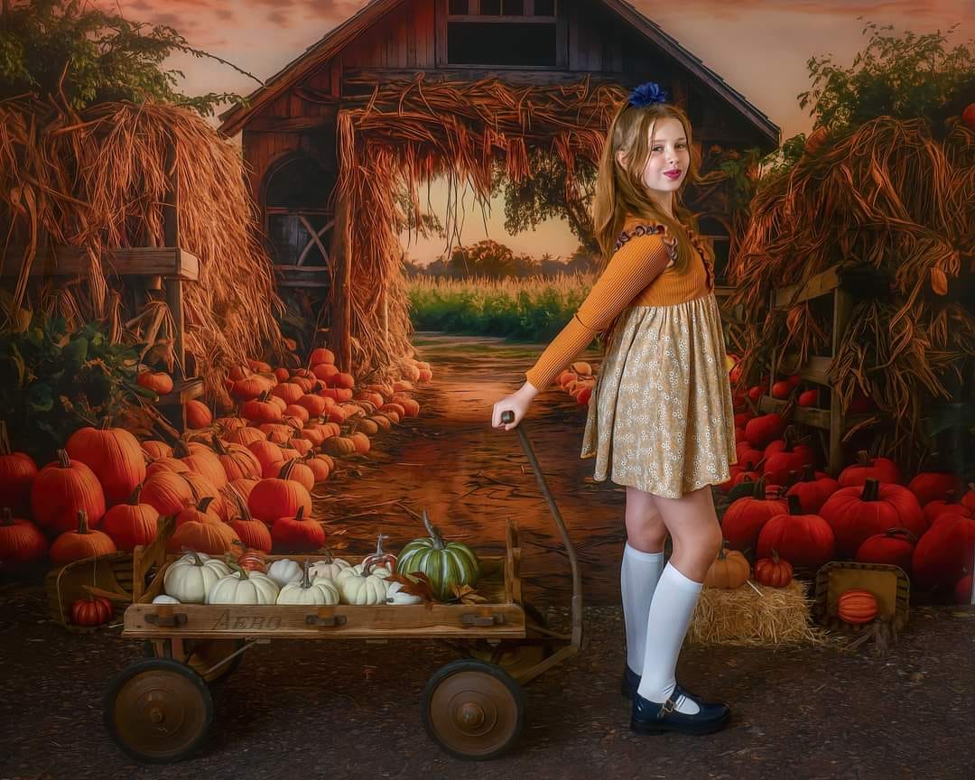 Kate Herbst/Fall Kürbis Bauernhof Hintergrund für Fotografie - Kate Backdrop.de