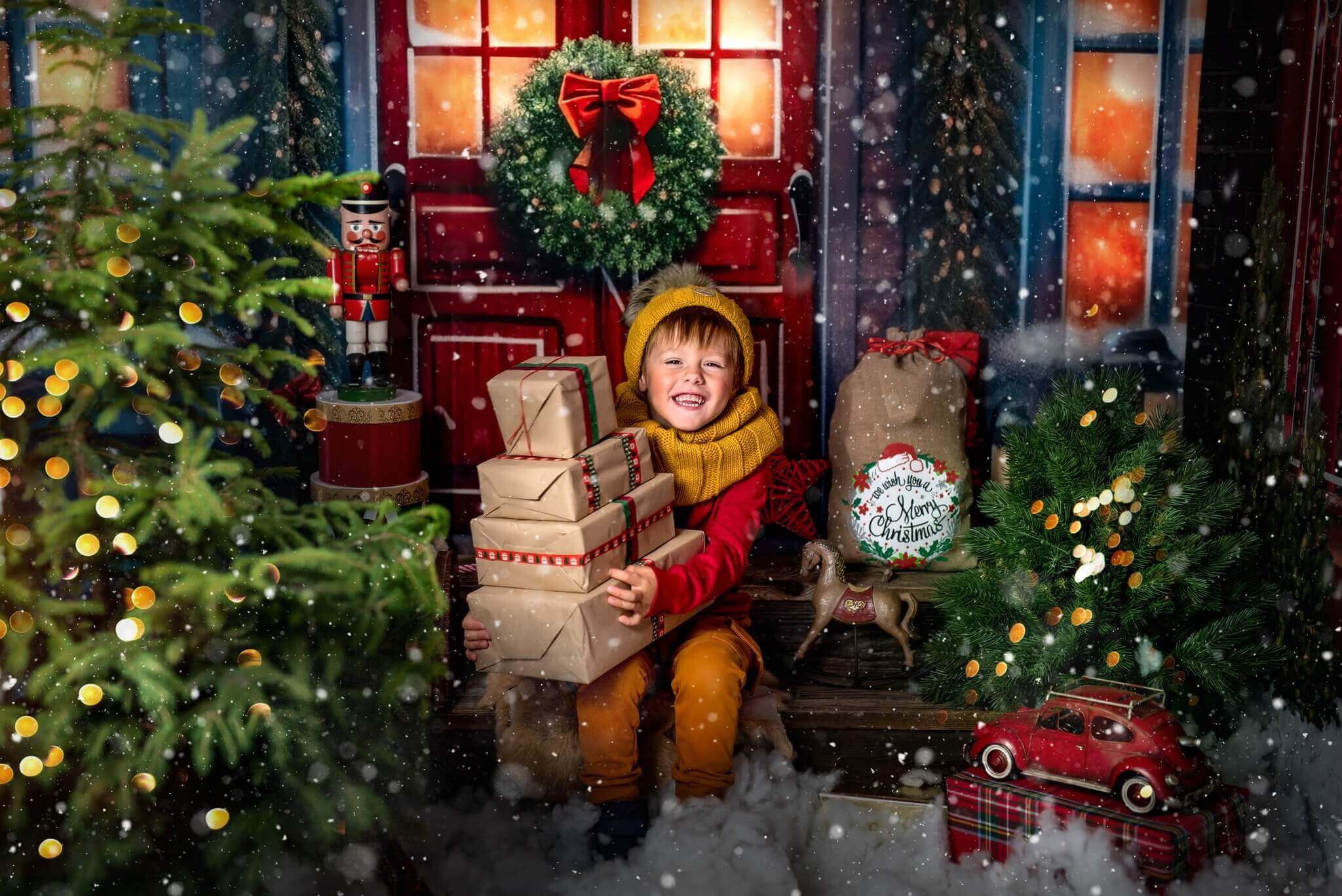 Kate Weihnachten im Freien verschneite Nacht Hintergrund von Chain Photography - Kate Backdrop.de