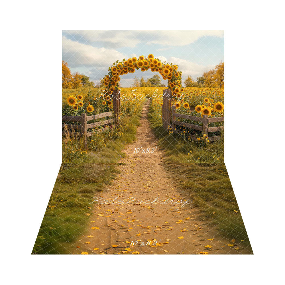 Kate Sommer Sonnenblumen Bogen Feld Hintergrund Hintergrund+Herbst Laub Weg Braun Hintergrund Boden Hintergrund