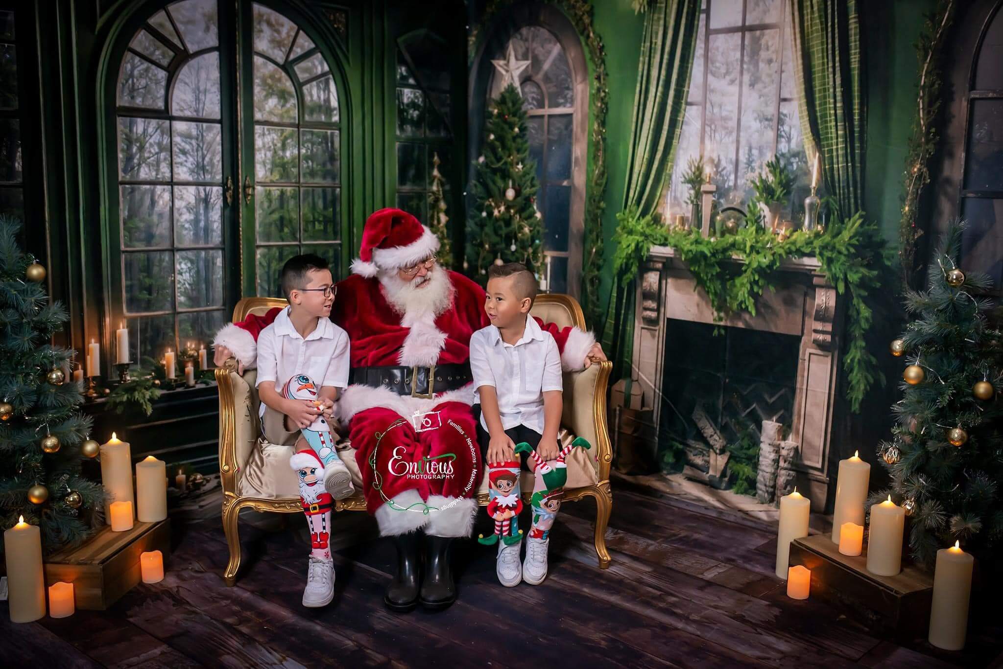 Kate Weihnachtskamin Fenster Grünes Zimmer Set (8ftx8ft&10ftx8ft&8ftx10ft) - Kate Backdrop.de