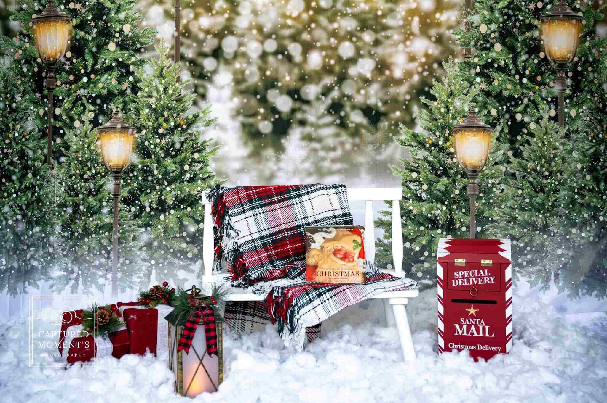 Kate Weihnachten Schneewald Lichter Hintergrund für Fotografie - Kate Backdrop.de