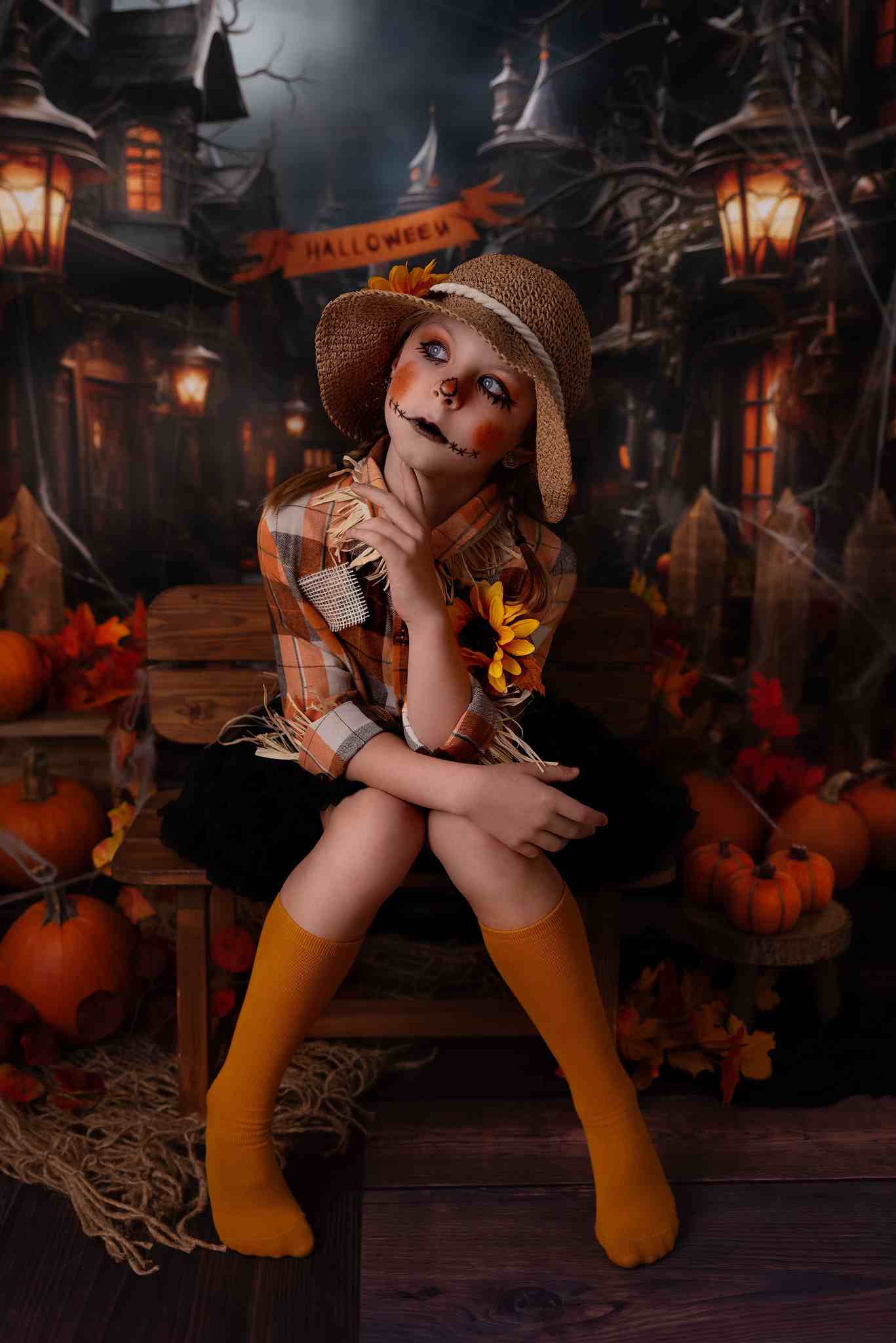 Kate Halloween Straße Kürbis Hintergrund von Emetselch - Kate Backdrop.de