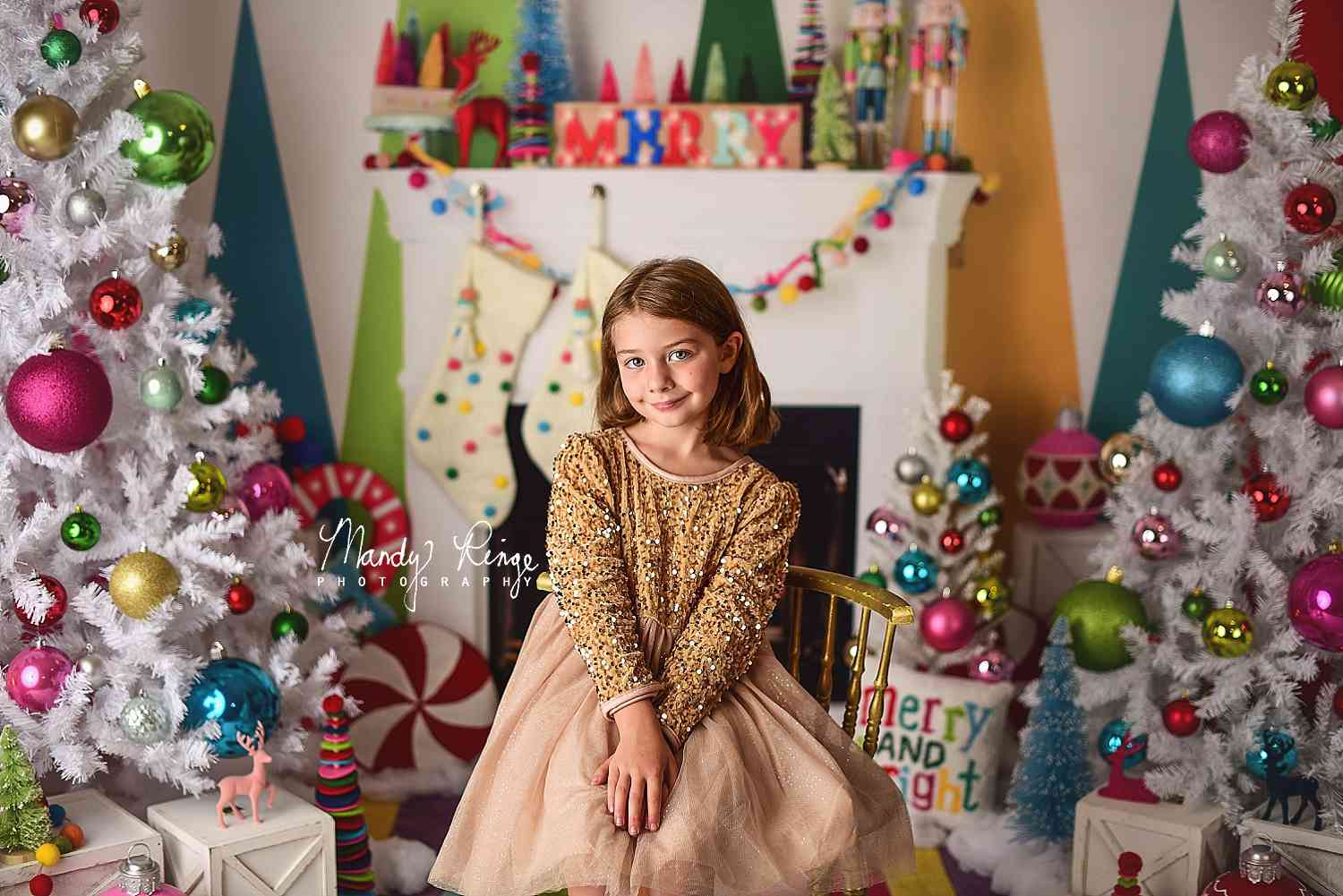 Kate Fröhliche und helle Weihnachten Kamin Hintergrund von Mandy Ringe Photography - Kate Backdrop.de