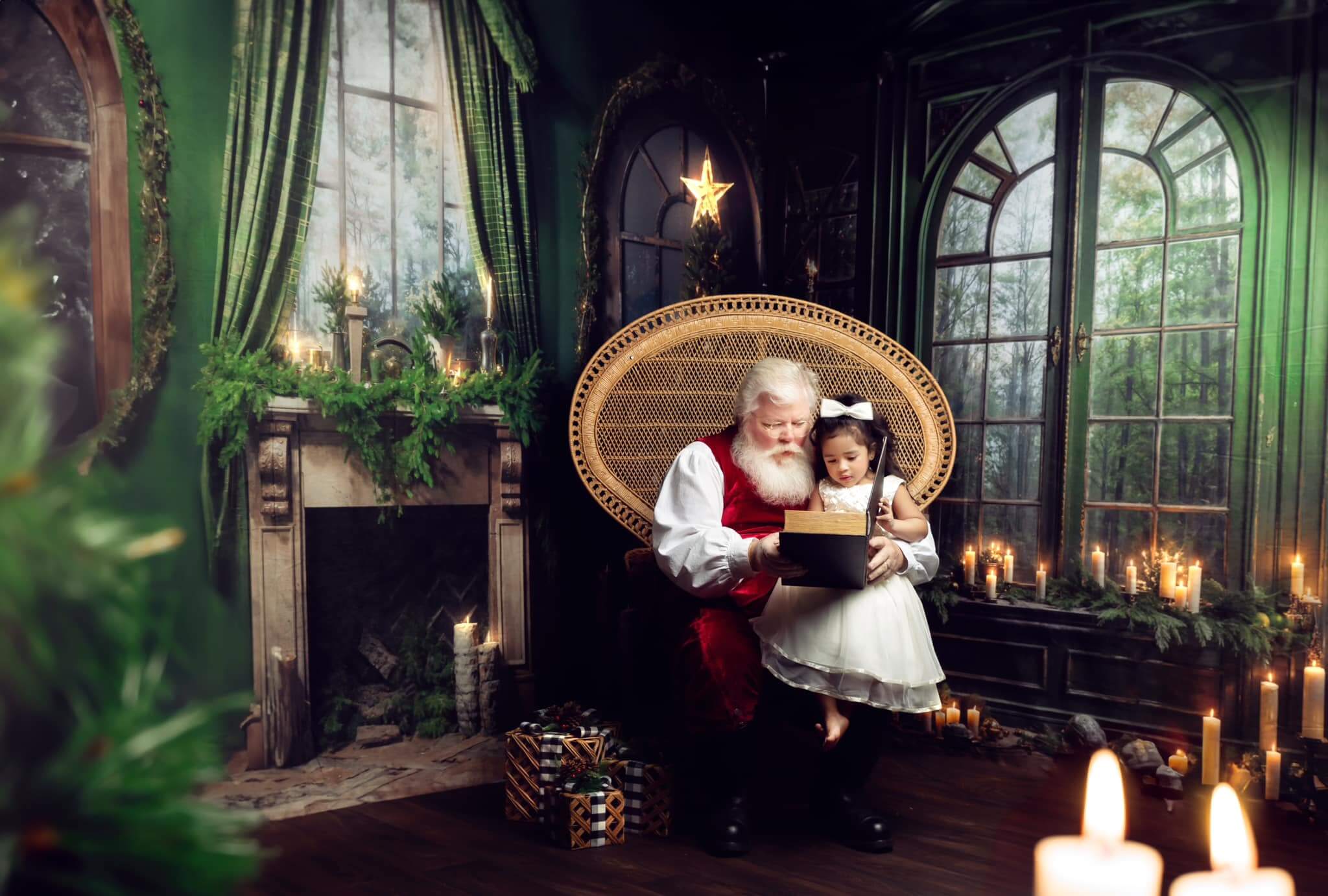 Kate Weihnachtskamin Fenster Grünes Zimmer Set (8ftx8ft&10ftx8ft&8ftx10ft) - Kate Backdrop.de