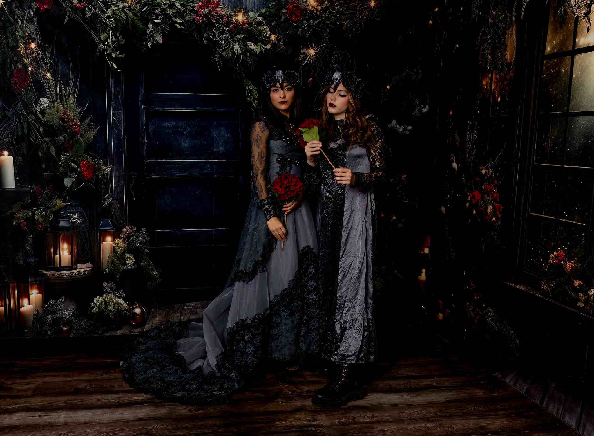 Kate Weihnachten Holly Fenster Tür Schwarz Zimmer Set(8ftx8ft&10ftx8ft&8ftx10ft) - Kate Backdrop.de