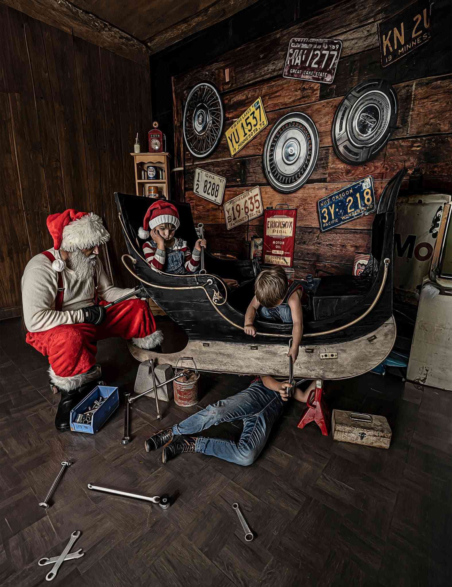 Kate Garage Jungen / Vatertag Hintergrund von Arica Kirby - Kate Backdrop.de