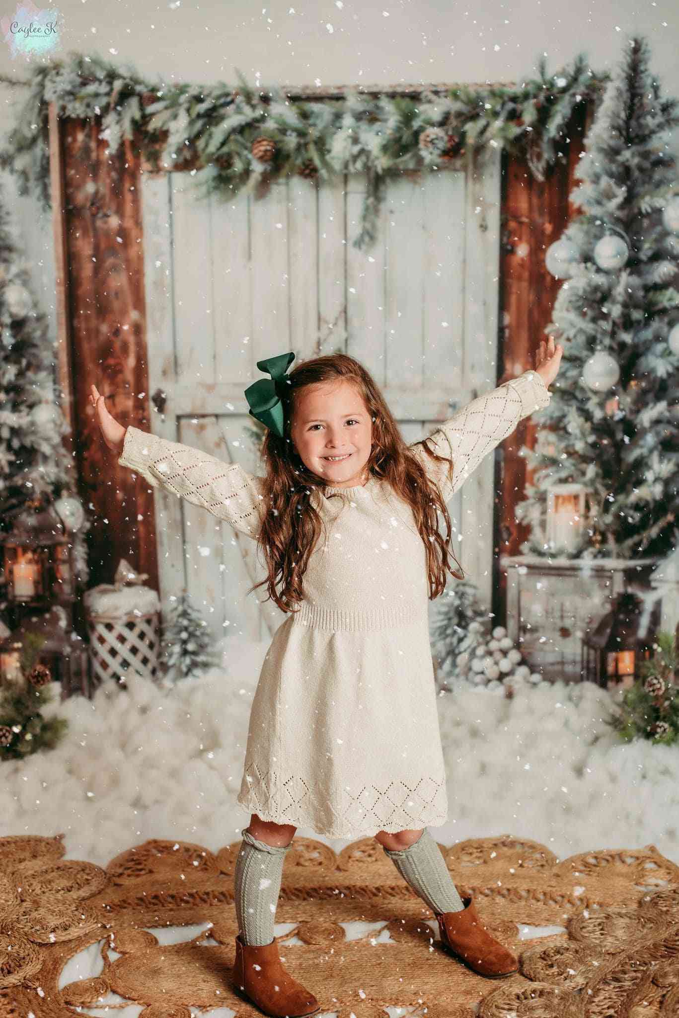 Kate Weihnachten - Baum Weiß Scheune Tür Hintergrund von Emetselch - Kate Backdrop.de