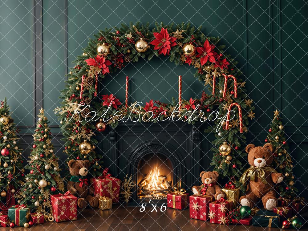 Kate Weihnachten Kamin Kranz Teddybären Hintergrund Entworfen von Emetselch