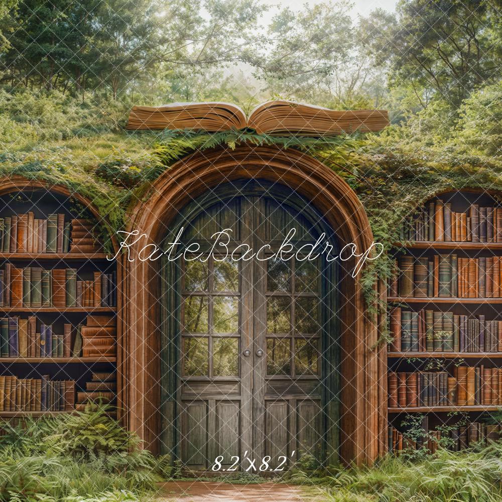 Kate Märchenwald Bücherregal Tür Grün Hintergrund Entworfen von Emetselch