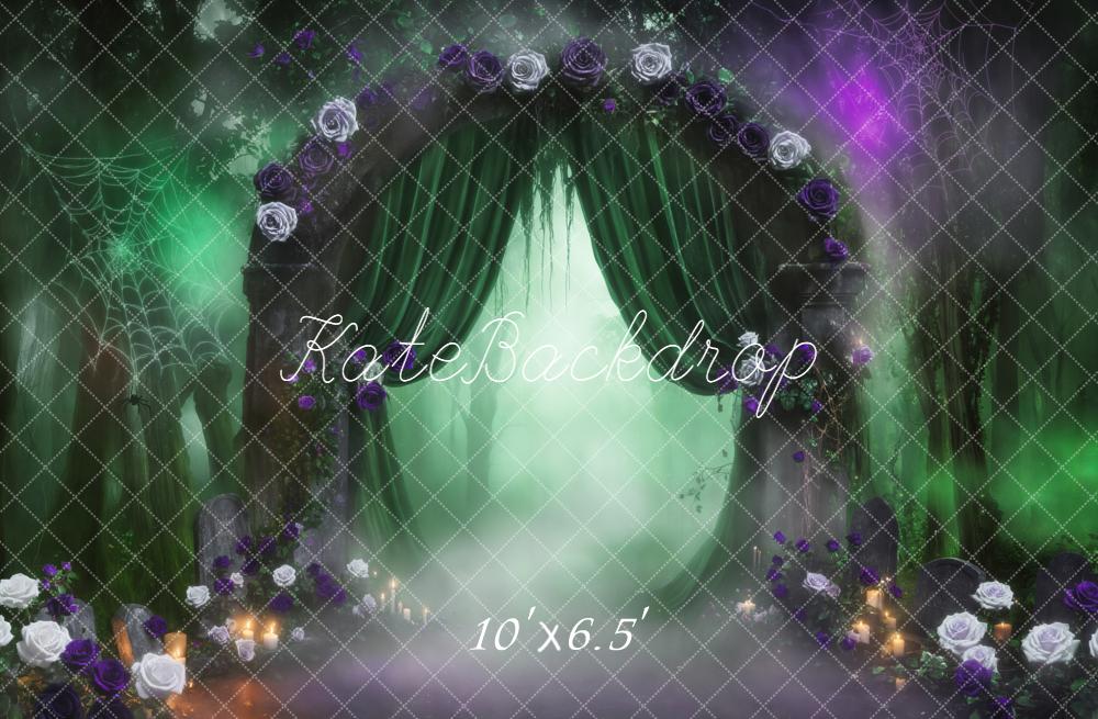 Kate Halloween Torbogen Blumen Nebel Hintergrund Entworfen von Emetselch - Kate Backdrop.de