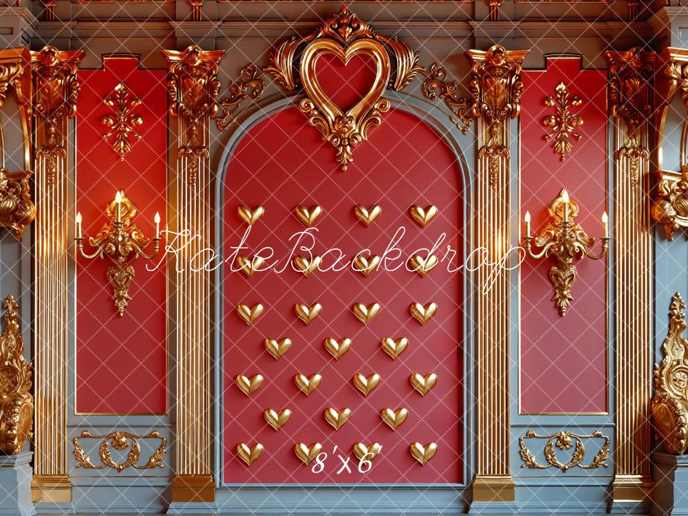 Kate Valentinstag Goldherzen Barock Rot Hintergrund Entworfen von Mini MakeBelieve - Kate Backdrop.de