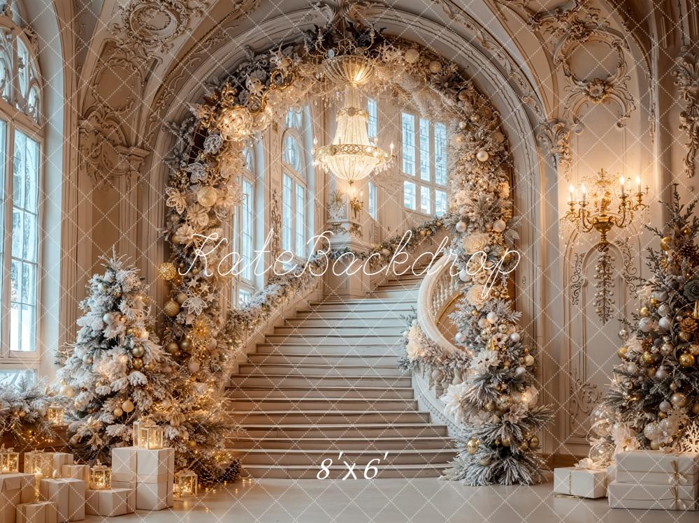 Kate Weihnachten Treppe Geschenke Elegant Hintergrund Entworfen von Emetselch - Kate Backdrop.de