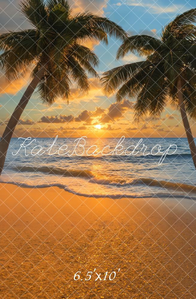 Kate Sommer Palmen Strand Sonnenuntergang Hintergrund Entworfen von Emetselch - Kate Backdrop.de
