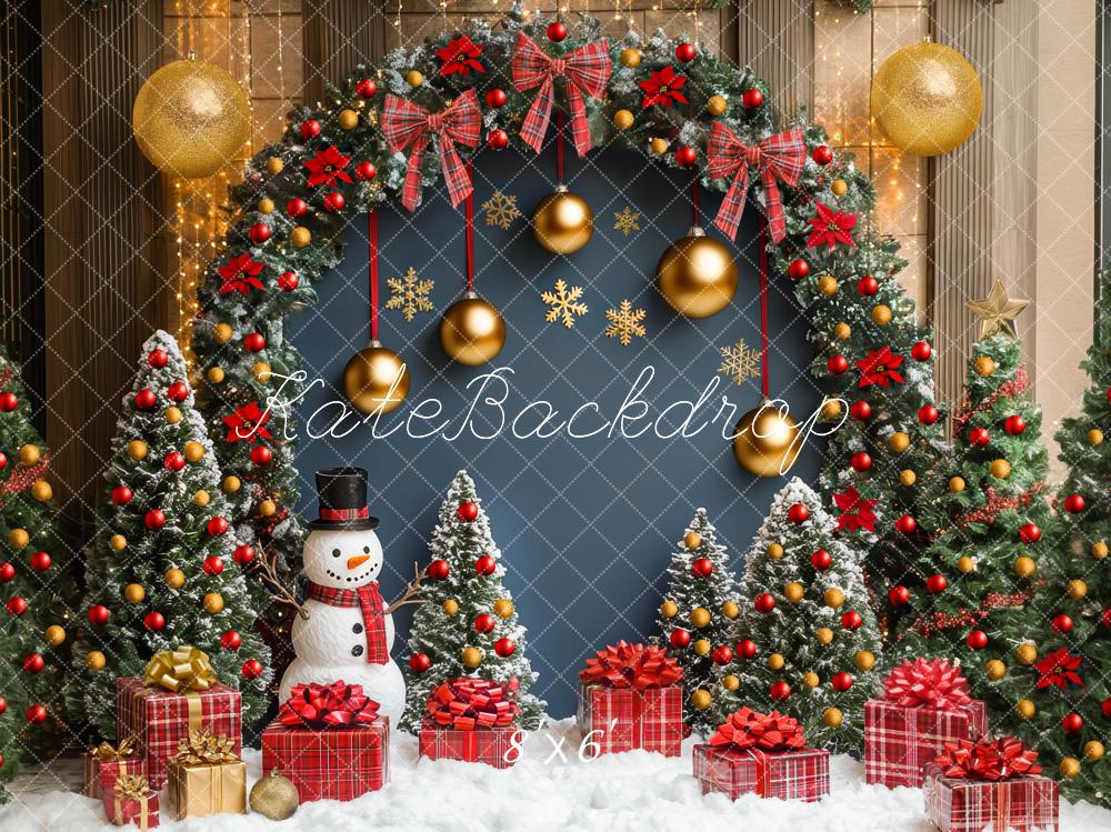 Kate Weihnachten Kranz Tannenbaum Schneemann Hintergrund Entworfen von Mini MakeBelieve - Kate Backdrop.de