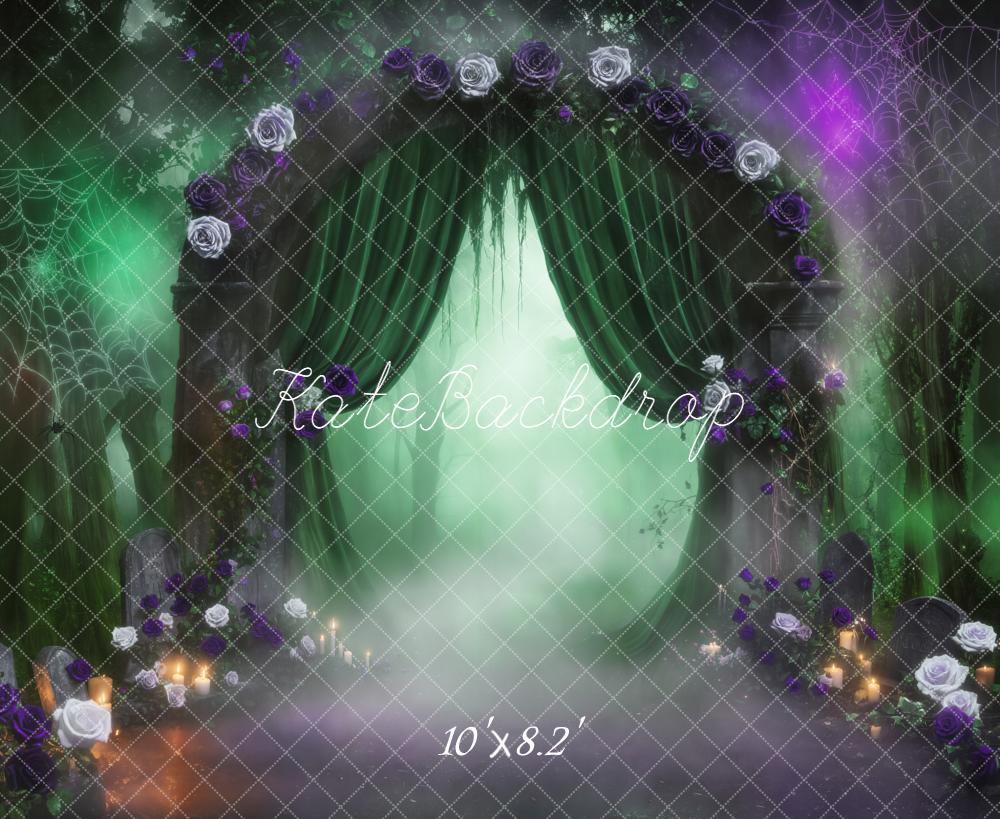 Kate Halloween Torbogen Blumen Nebel Hintergrund Entworfen von Emetselch - Kate Backdrop.de