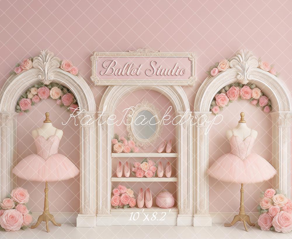 Kate Ballettstudio Tutu Rosen Rosa Hintergrund Entworfen von Ashley Paul - Kate Backdrop.de