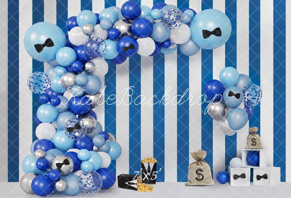 Kate Geburtstag Ballons Bogen Blau Gestreift Hintergrund Entworfen von Emetselch - Kate Backdrop.de