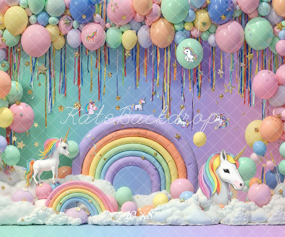 Kate Kinder Einhorn Regenbogen Pastell Fleece Hintergrund Entworfen von Emetselch