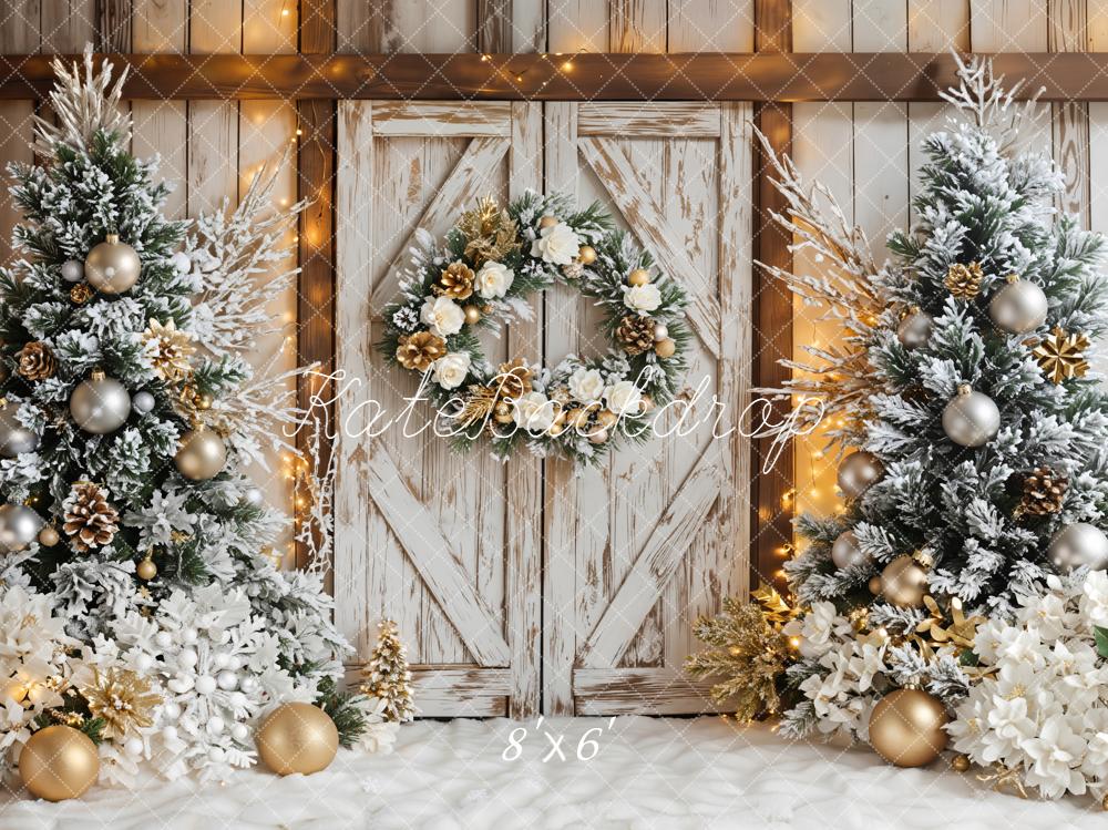 Kate Weihnachten Tannen Kranz Rustikal Hintergrund Entworfen von Emetselch - Kate Backdrop.de
