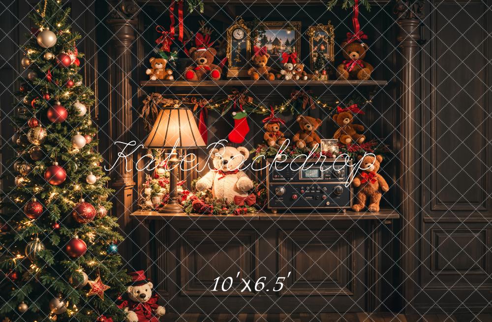Kate Weihnachten Teddybären Regal Vintage Hintergrund Entworfen von Emetselch - Kate Backdrop.de
