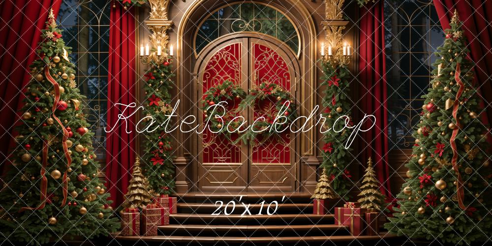 Kate Weihnachten Palast Tür Weihnachtsbäume Rot Hintergrund Entworfen von Emetselch