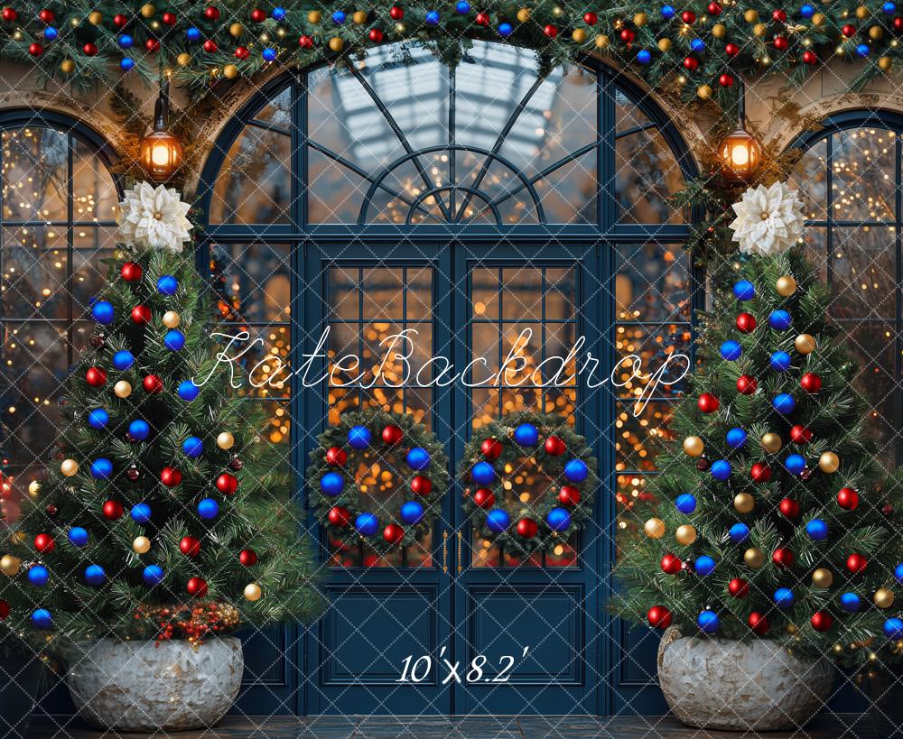 Kate Weihnachten Tür Weihnachtsbaum Kranz Hintergrund Entworfen von Mini MakeBelieve - Kate Backdrop.de