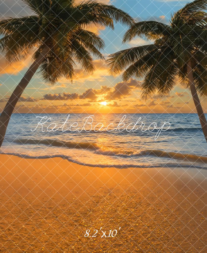Kate Sommer Palmen Strand Sonnenuntergang Hintergrund Entworfen von Emetselch - Kate Backdrop.de