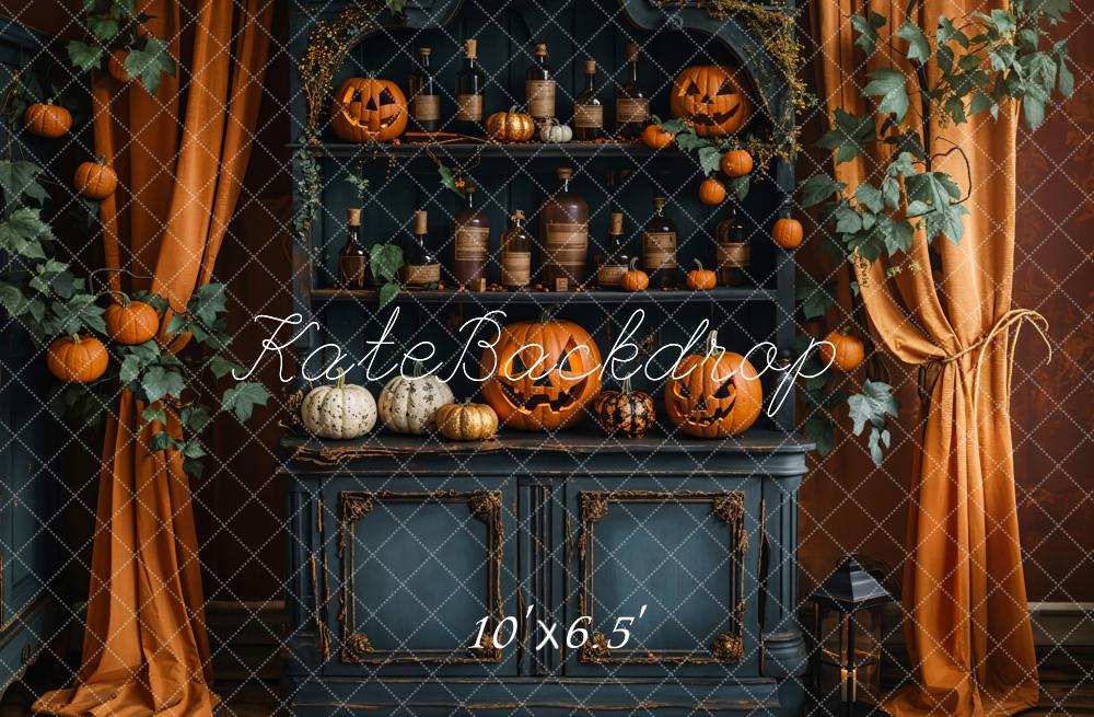 Kate Halloween Kürbisse Regal Orange Hintergrund Entworfen von Emetselch - Kate Backdrop.de