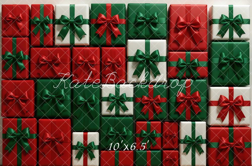 Kate Weihnachten Geschenkboxen Rot Grün Hintergrund Entworfen von Mini MakeBelieve - Kate Backdrop.de