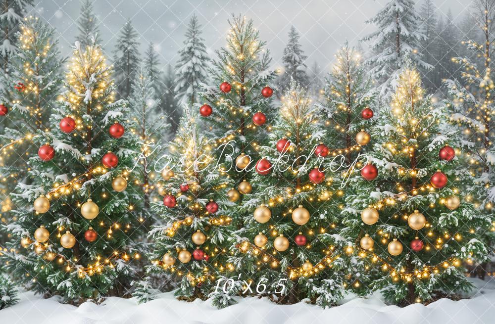Kate Weihnachten Weihnachtsbäume Lichter Schnee Hintergrund Entworfen von Emetselch - Kate Backdrop.de