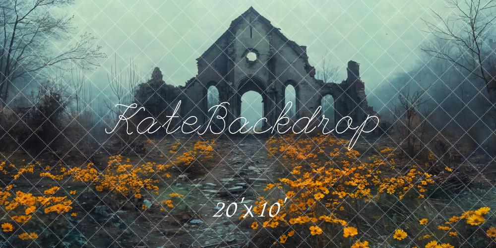 Kate Ruine Blumenweg Mystisch Hintergrund Entworfen von Emetselch - Kate Backdrop.de