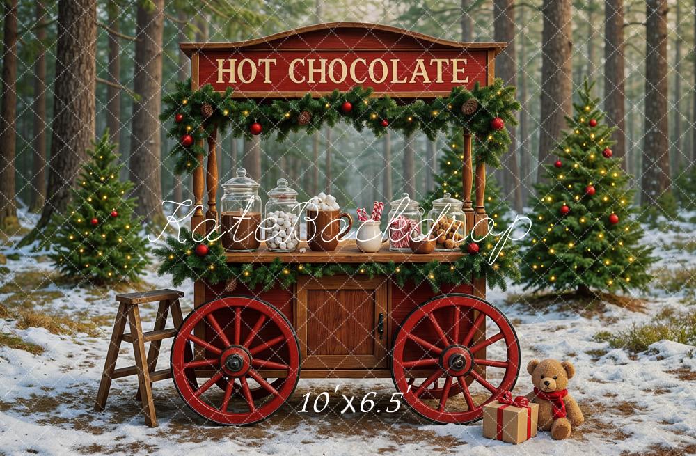 Kate Weihnachten Kakao Stand Wald Hintergrund Entworfen von Ashley Paul - Kate Backdrop.de