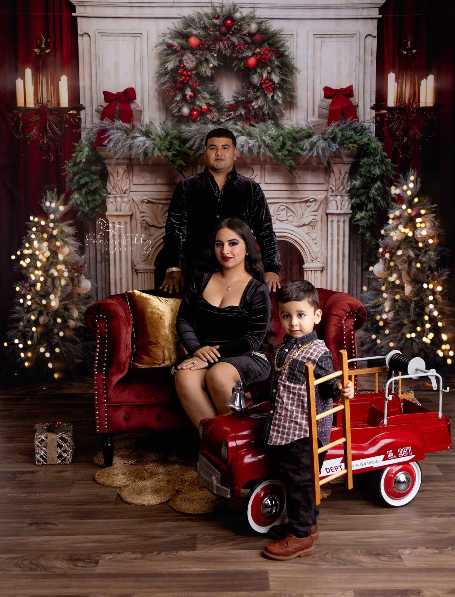 Kate Weihnachten Kamin Rot Hintergrund von Emetselch - Kate Backdrop.de