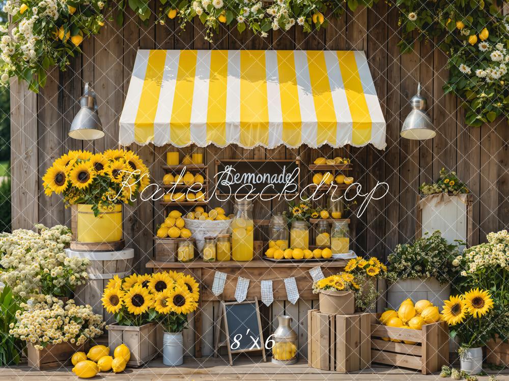 Kate Sommer Lemonade Stand Sonnenblumen Rustikal Hintergrund Entworfen von Emetselch - Kate Backdrop.de